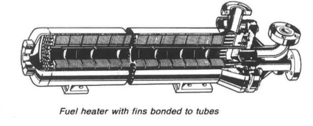 Fuel heater with fins bonded to tubes