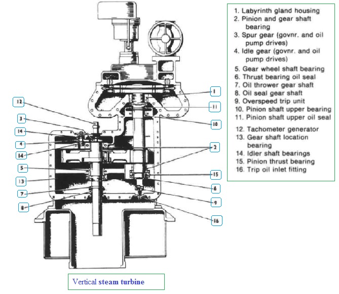 Sectional arrangement of vertical turbine (Peter Brotherhood Ltd.)